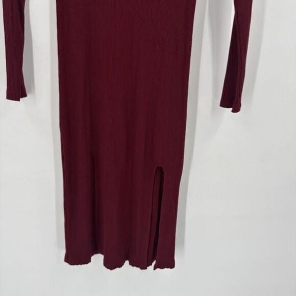 Billie the Label Estelle Turtleneck Ribbed Midi Dress Bordeaux Red Medium - Picture 9 of 12